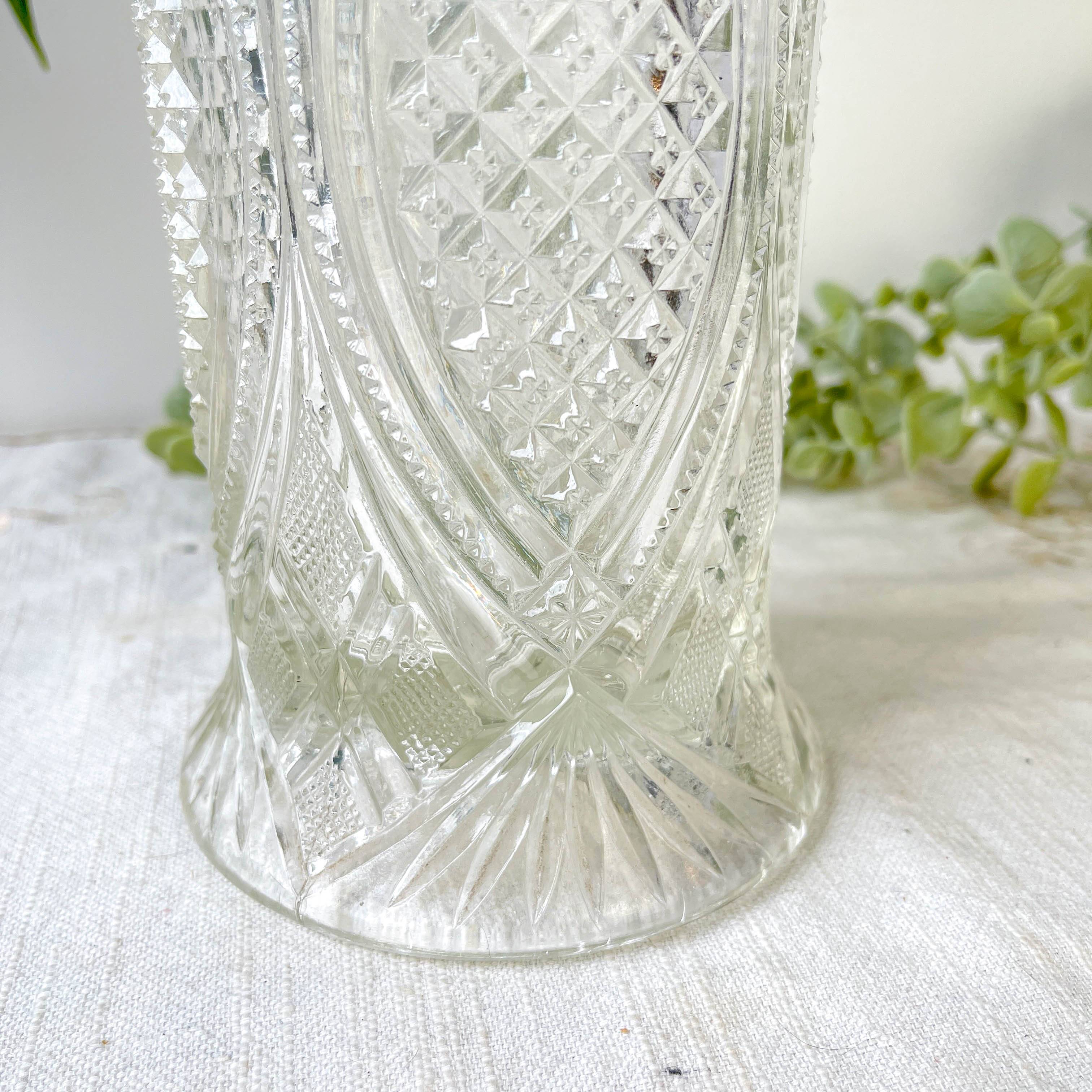 Vase vintage en verre motif géométrique