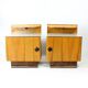 Ensemble de deux tables de chevet en bois et verre, Tchécoslovaquie 1950