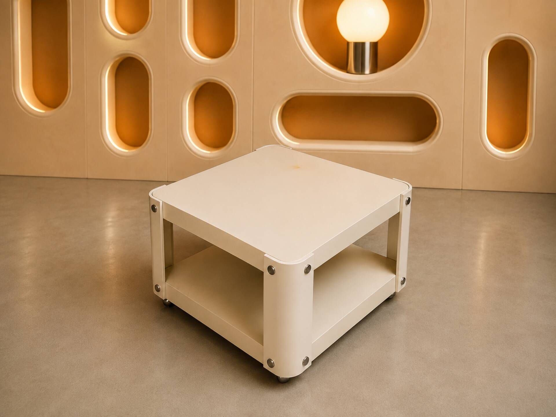 Vintage Space Age coffee table – futuristic 70s design – double pl