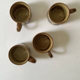 Set of 4 glazed ceramic coffee cups, circa 1970