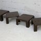 Suite de 4 tables basses gigognes "Gatti", Mario Bellini éditée par C&B Italia, circa 1970.