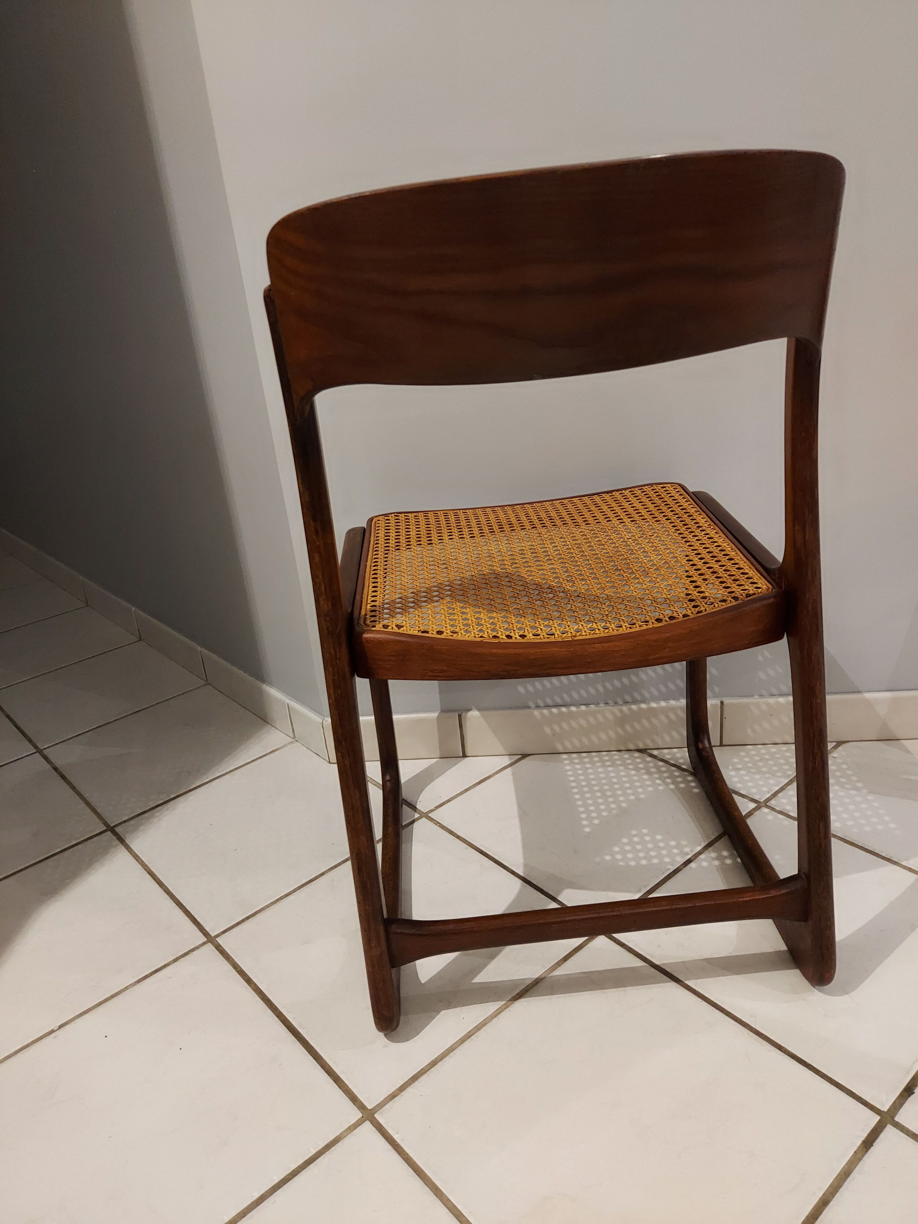 Suite of 4 chairs Baumann model sleigh vintage canning 1970