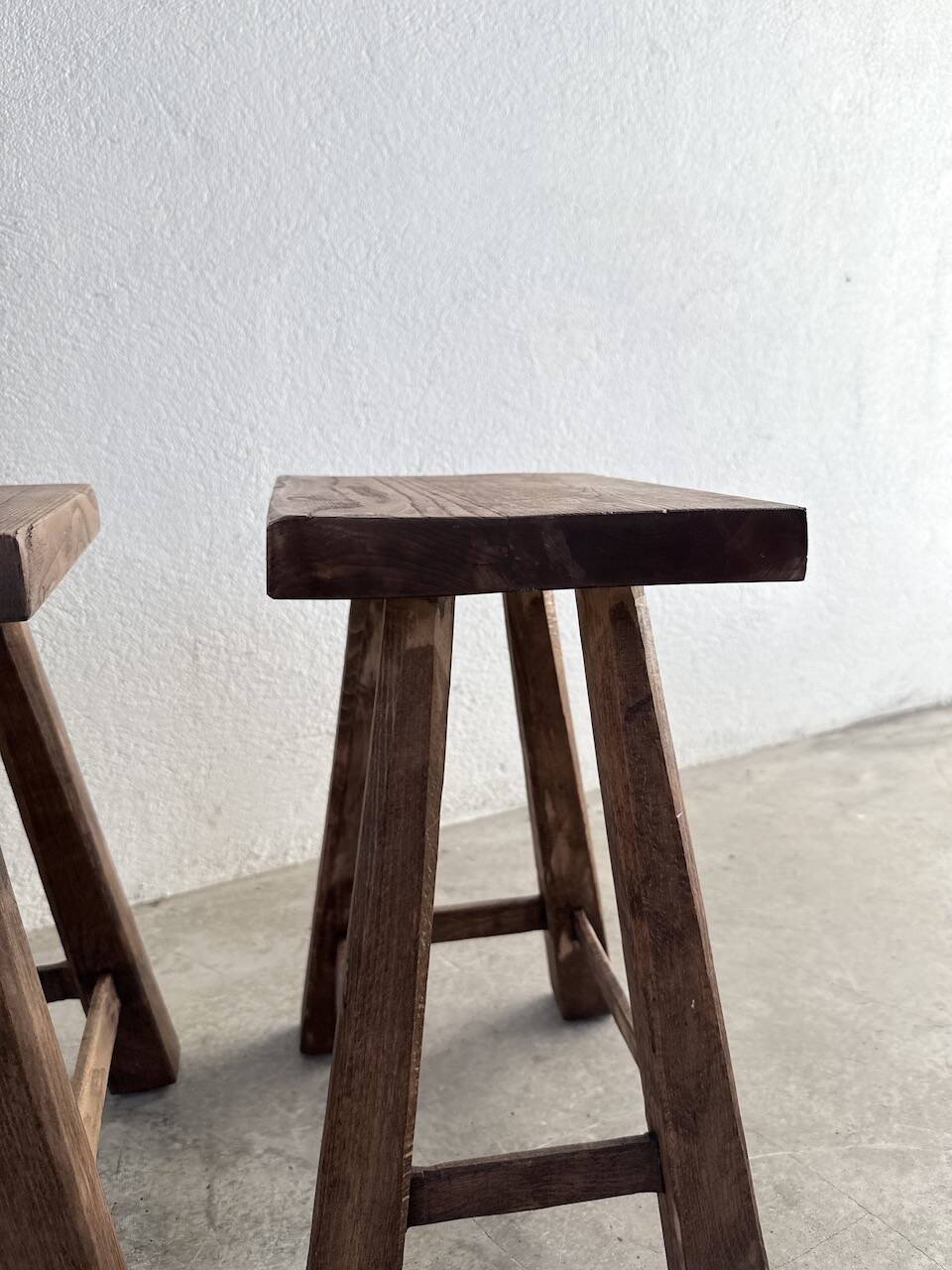 Pair of oak stools from the 1960s.