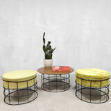 Tabourets et table basse vintage design danois en fil verner panton