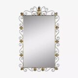Rectangular mirror from the 50s and 60s on a brass frame