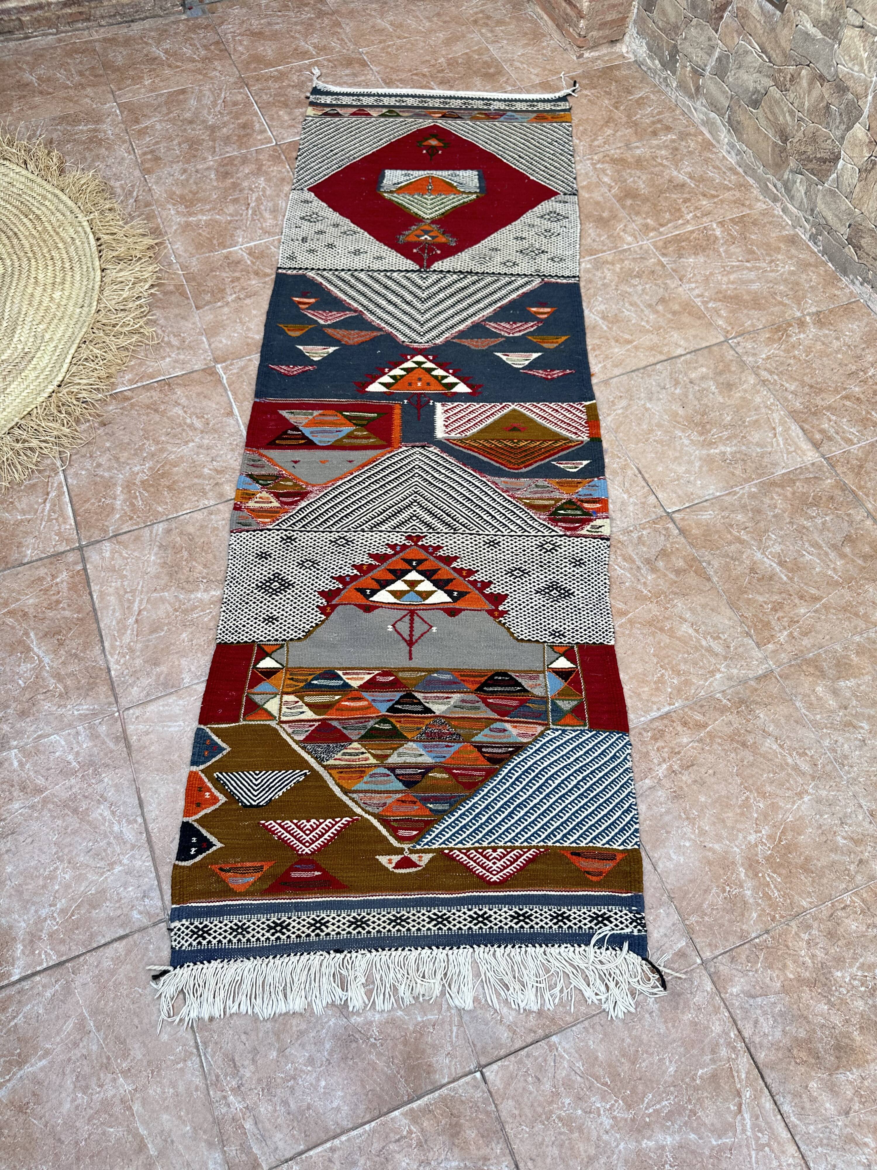 Contemporary Kilim Rug - Taznakht Kilim runner - runner - Unique runner rug - Berber rug