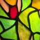 Antique bronze lamp and Tiffany-style stained glass shade. 46x32