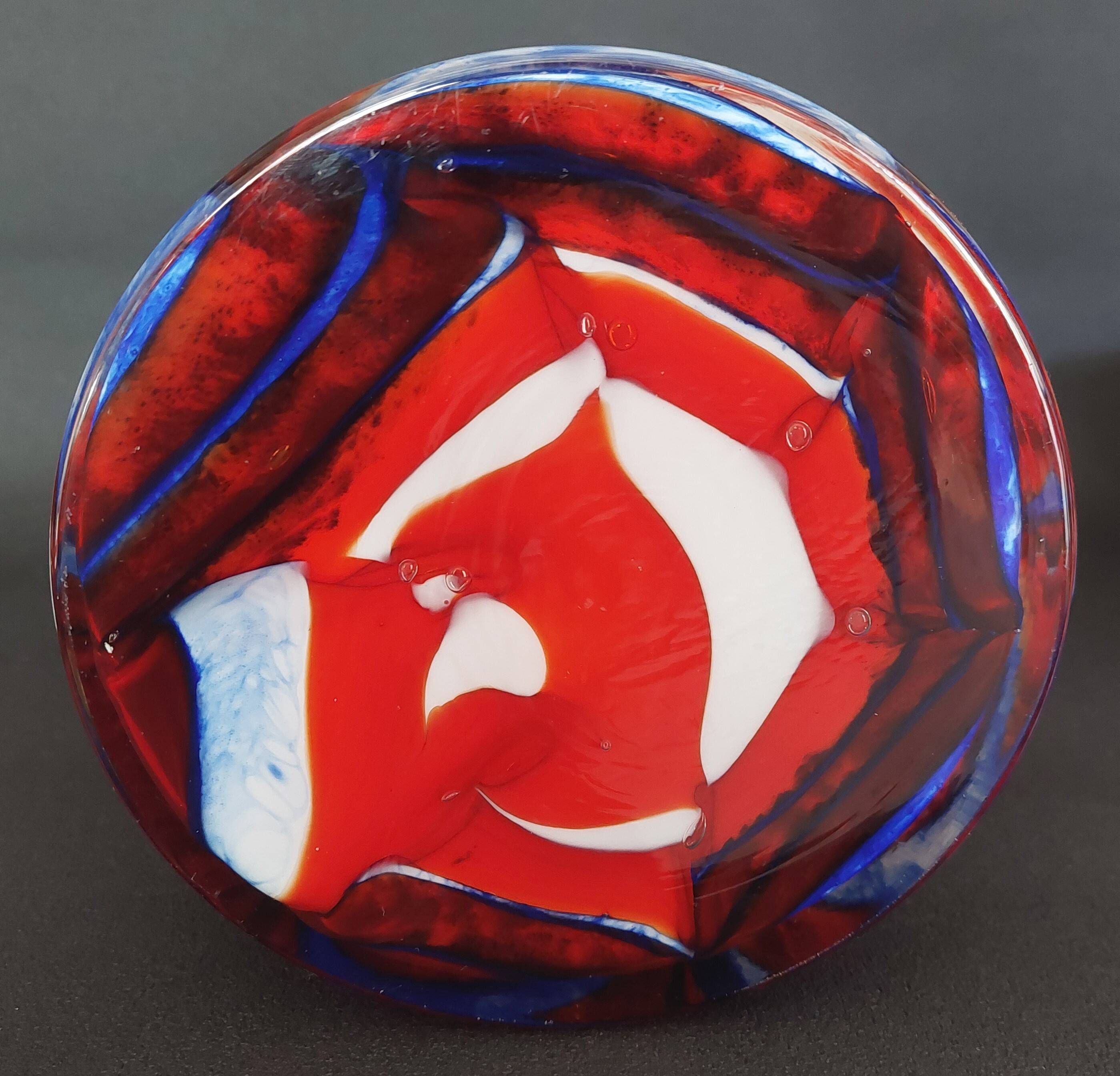 Modernist opaline vase Murano Carlo Moretti 60s-70s orange blue white