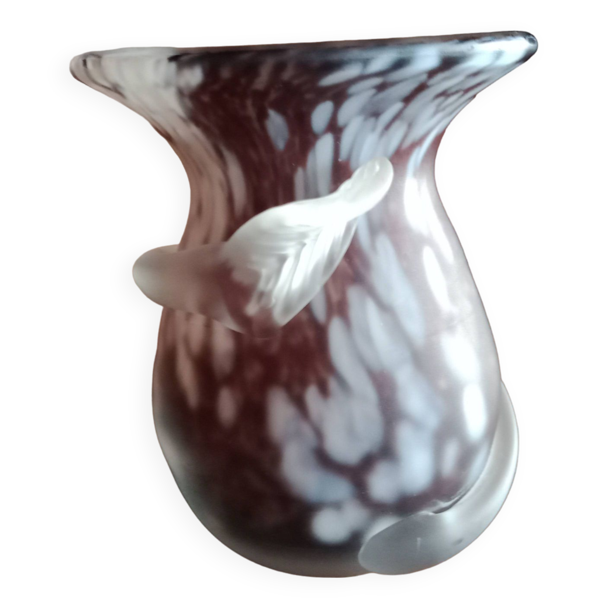 LAMARTINE - White speckled glass, colorless scroll chocolate