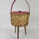 Travailleuse Tripode Boite à couture Vintage