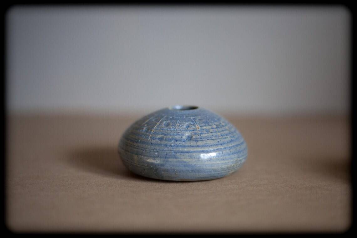 Set of 3 ceramic vases, ball vase and sea urchin vase, signed vase, collection,