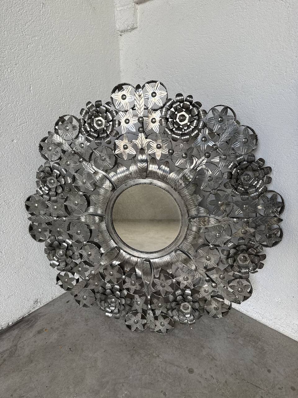 Vintage Mexican metal large mirror