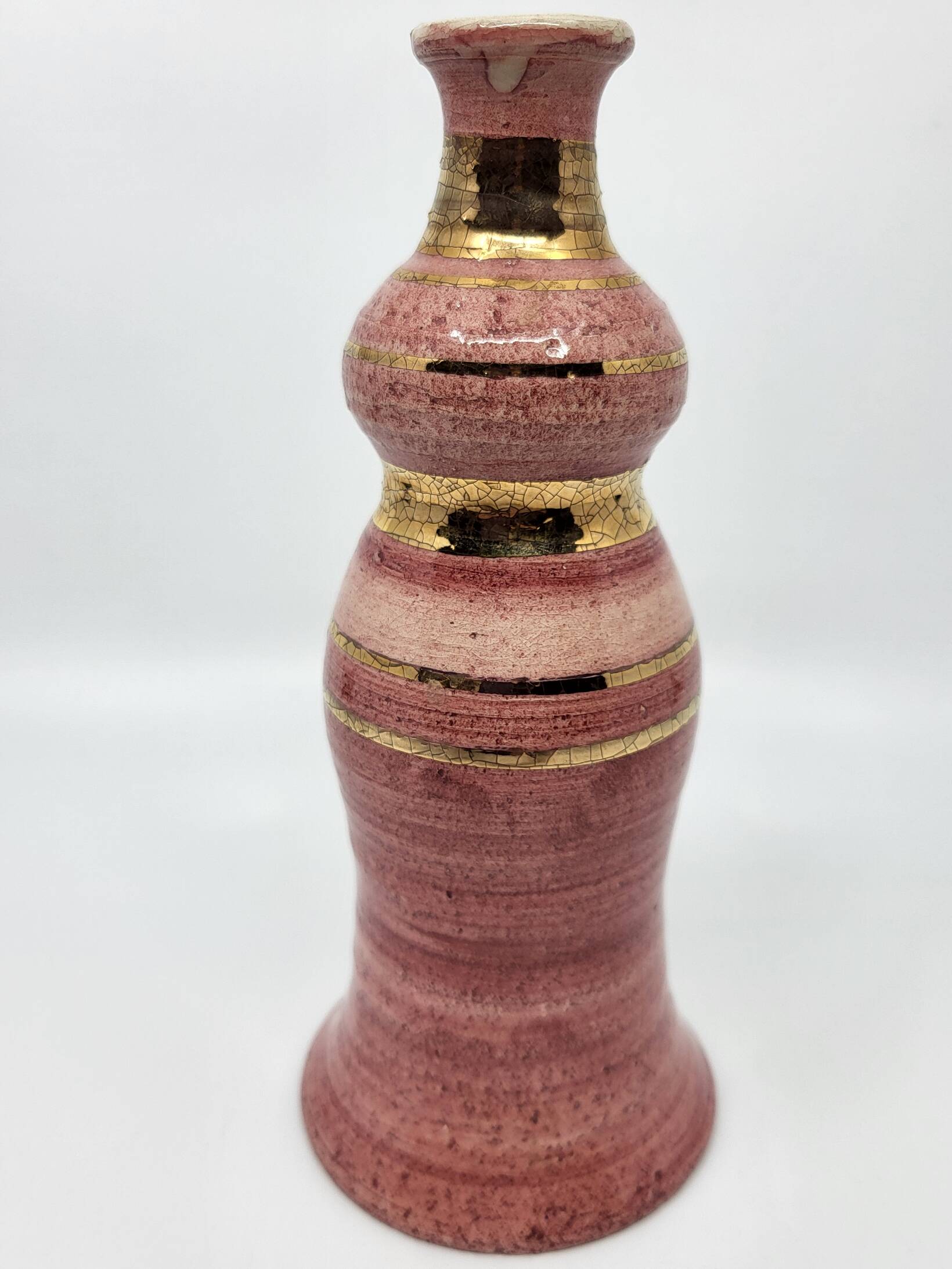 Georges Pelletier soliflore vase in fine gold rose ceramic, France.