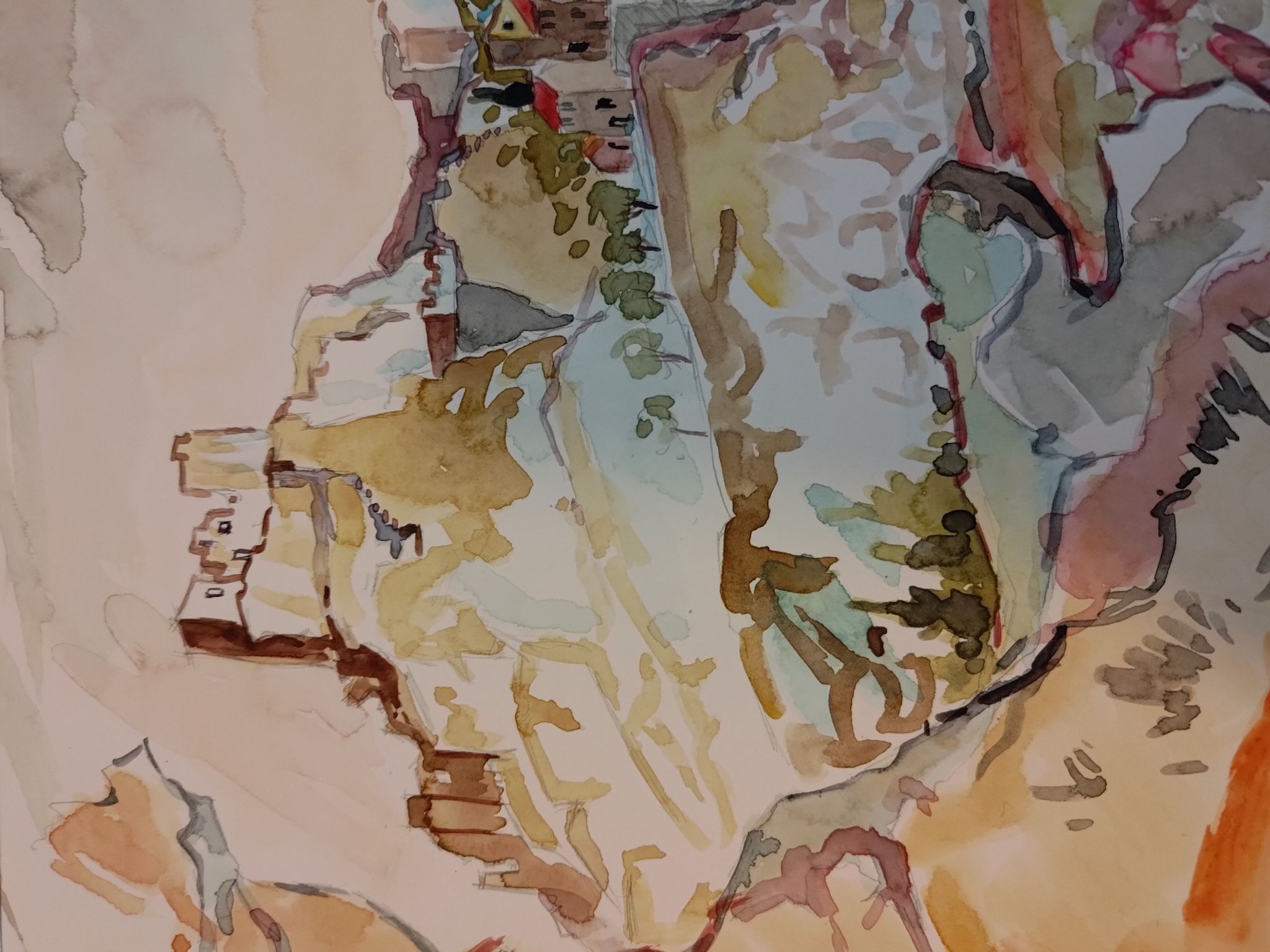 Gouache Les Baux de Provence