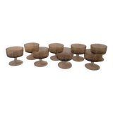 Set of 8 smoked and clear glass cups from the 70s, 80s.