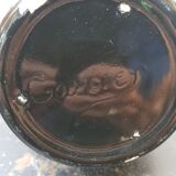 Ancien vase gaubier céramique émaillée noire coulures vert blanc vintage