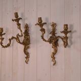 Pair of bronze sconces, mid-18th century