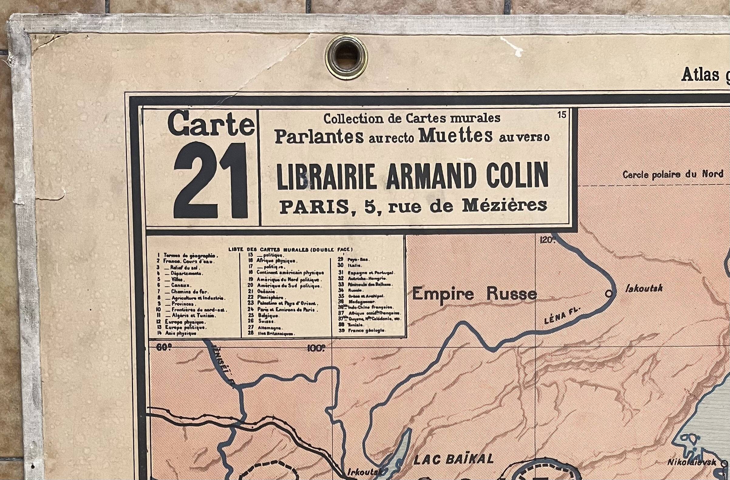 Old school map Vidal-Lablache 21, Mézières T15, 1900 Oceania