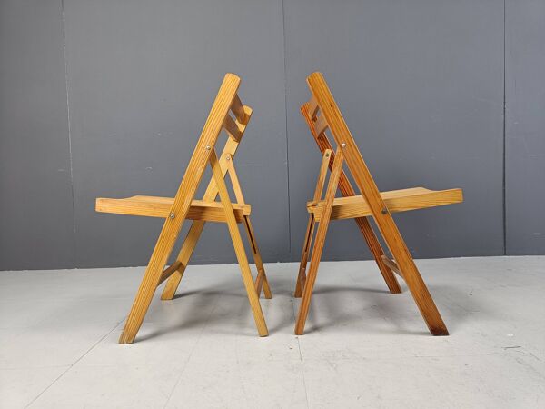 Chaises pliantes en bois du milieu du siècle, années 1950 - lot de 6