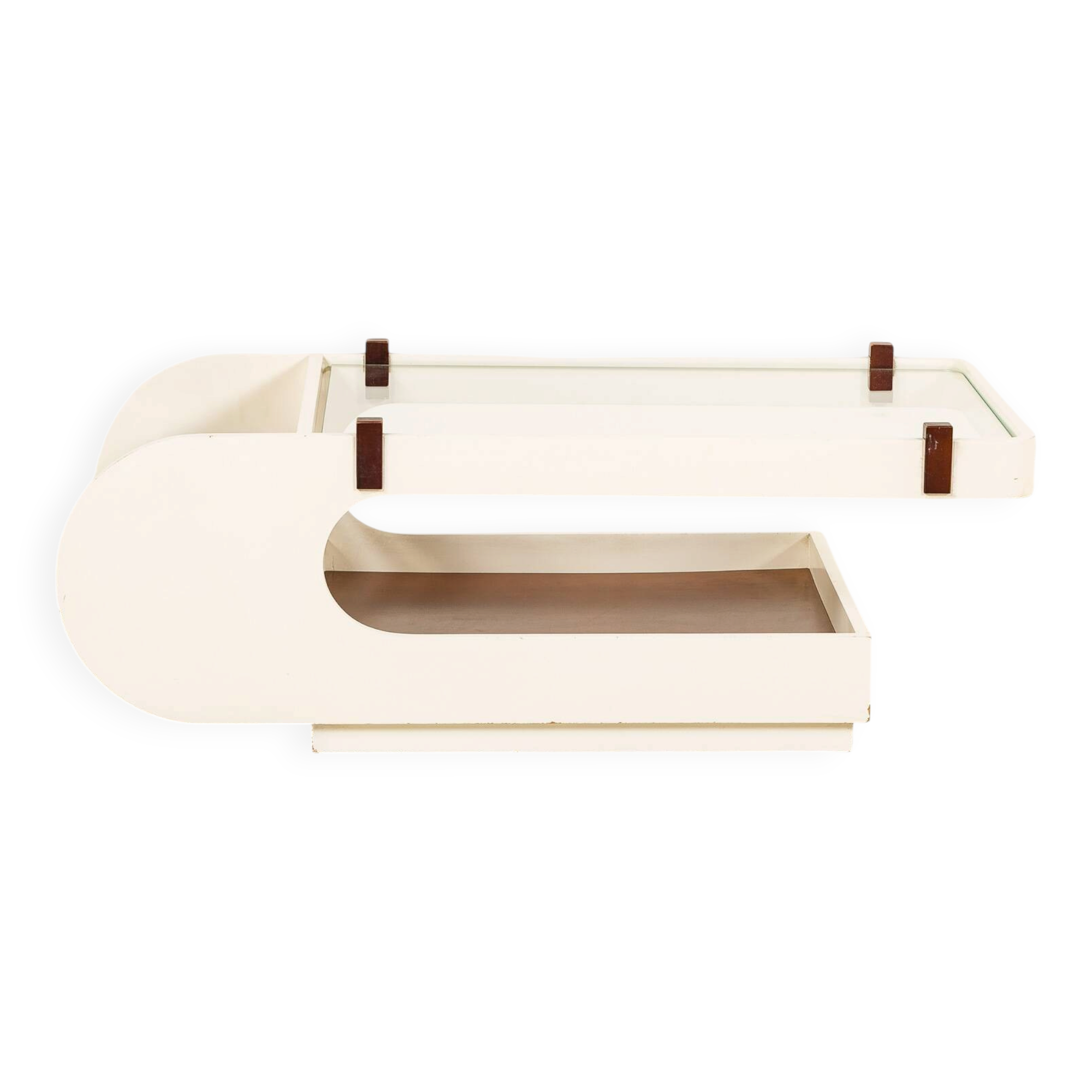 Table basse italienne avec un compartiment bar, années 1970.