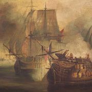 20th century French seascape painting Battle of Trafalgar