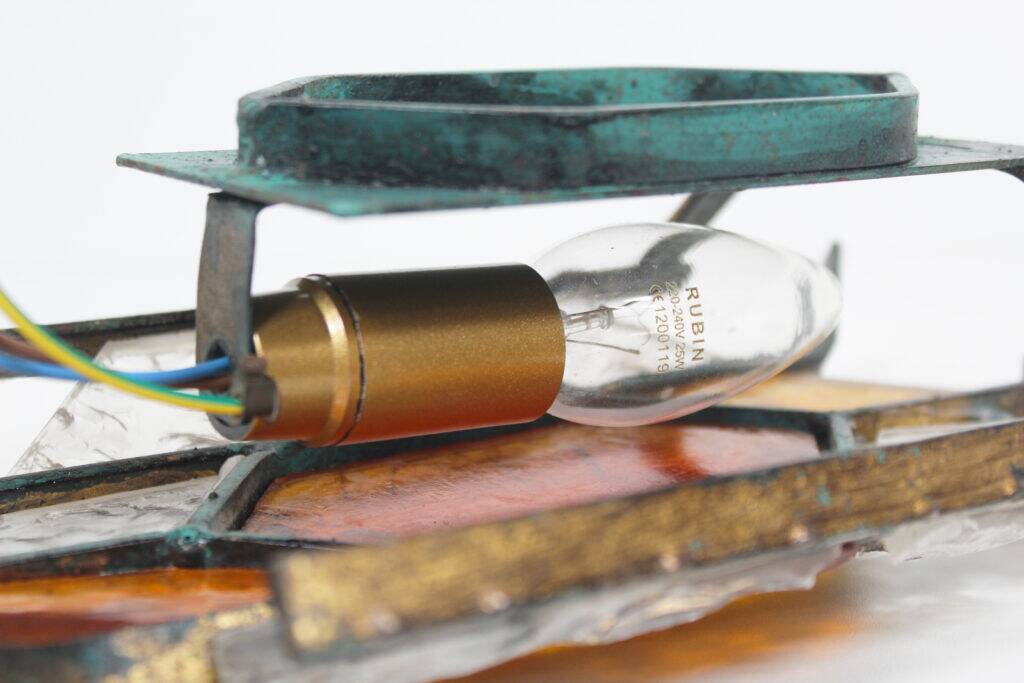 Brutalist glass wall sconce by Longobard, Italy 1960s