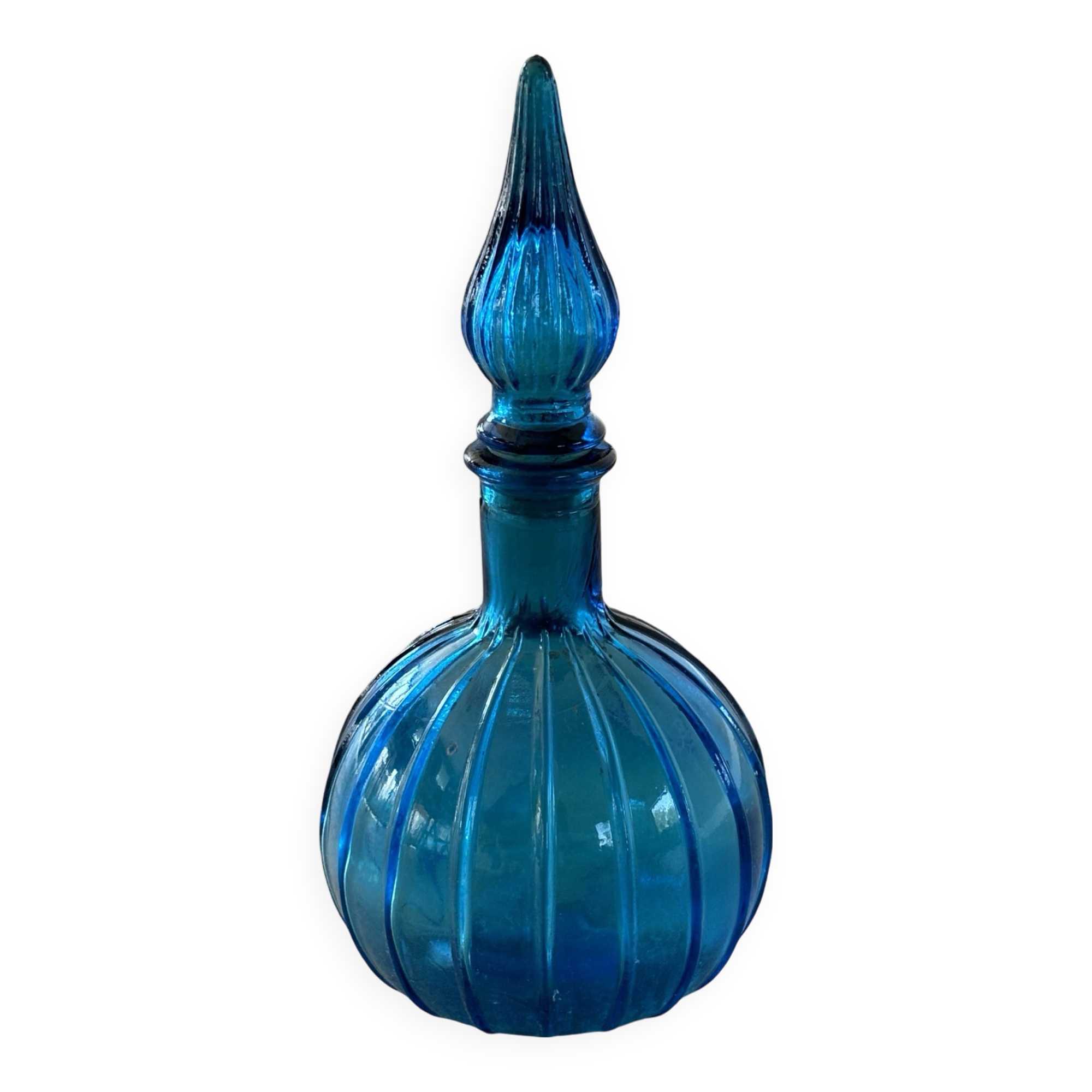 Vintage Empoli Glass Decanter with Stopper, Italy, 1960s