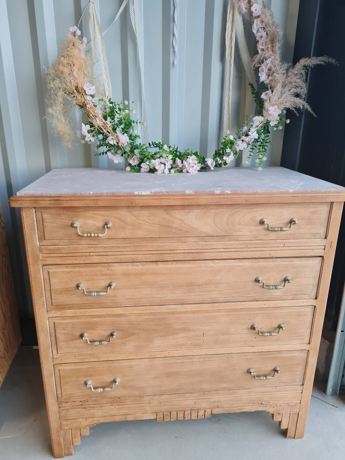 Commode art déco vintage bois massif