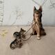 Figurine chien berger et ses 2 petits en céramique vintage