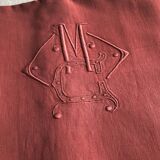 Drap Ancien En Lin Et Coton Rouge Chianti