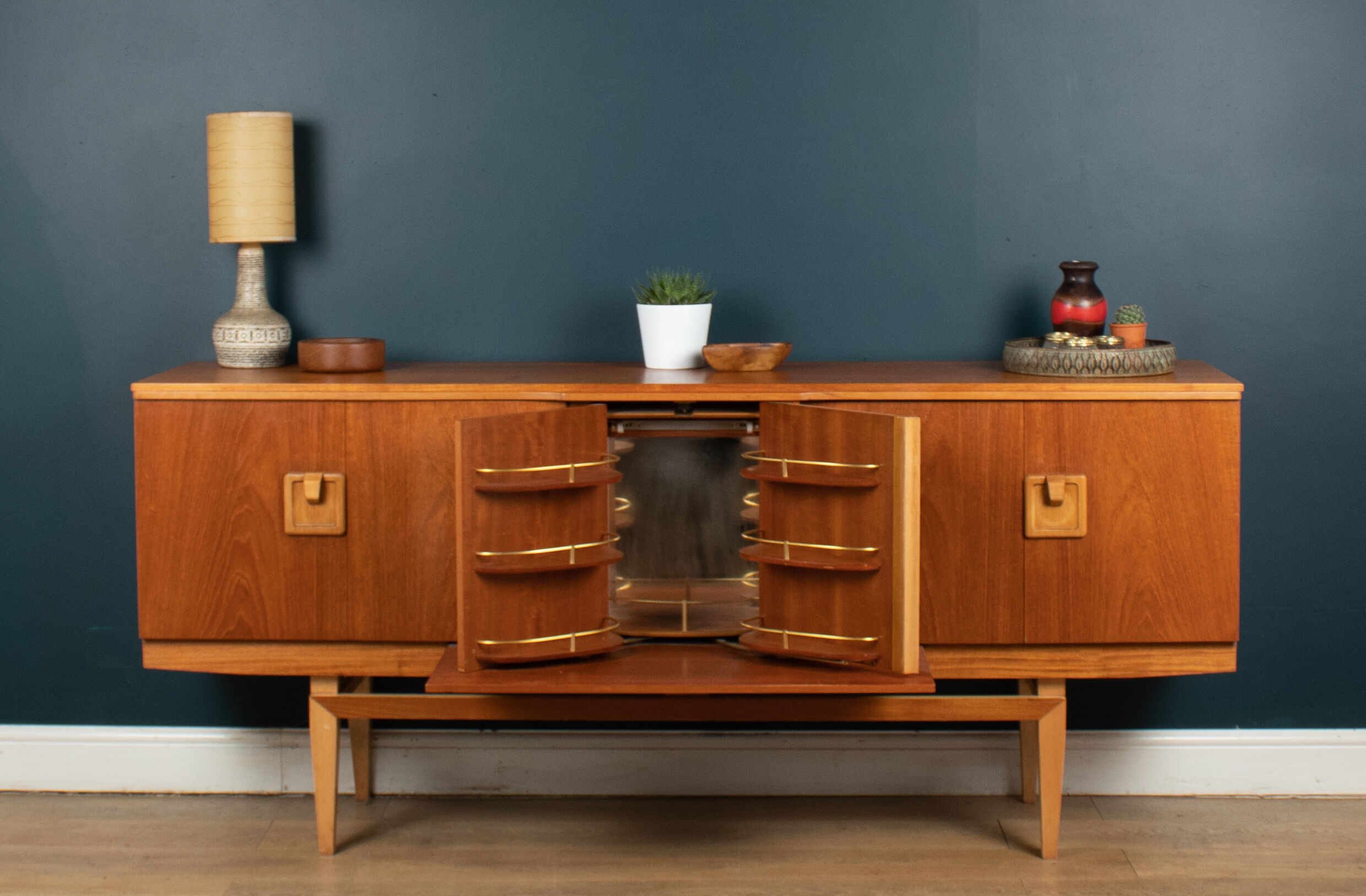 Retro 1960s teak restored beautility mid century sideboard with bar
