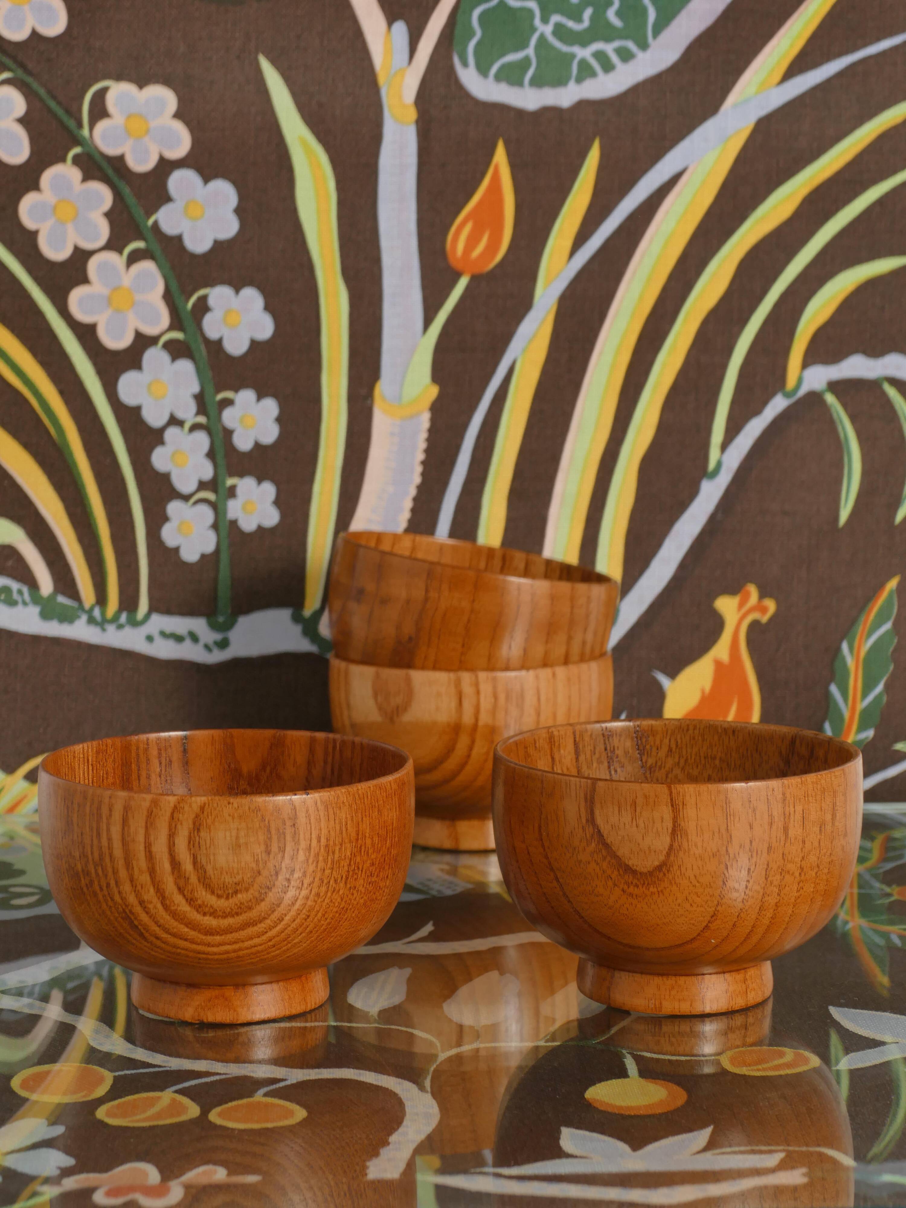 Mid-Century Modern Teak Wood Bowls, Sweden, Set of 4