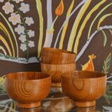 Mid-Century Modern Teak Wood Bowls, Sweden, Set of 4