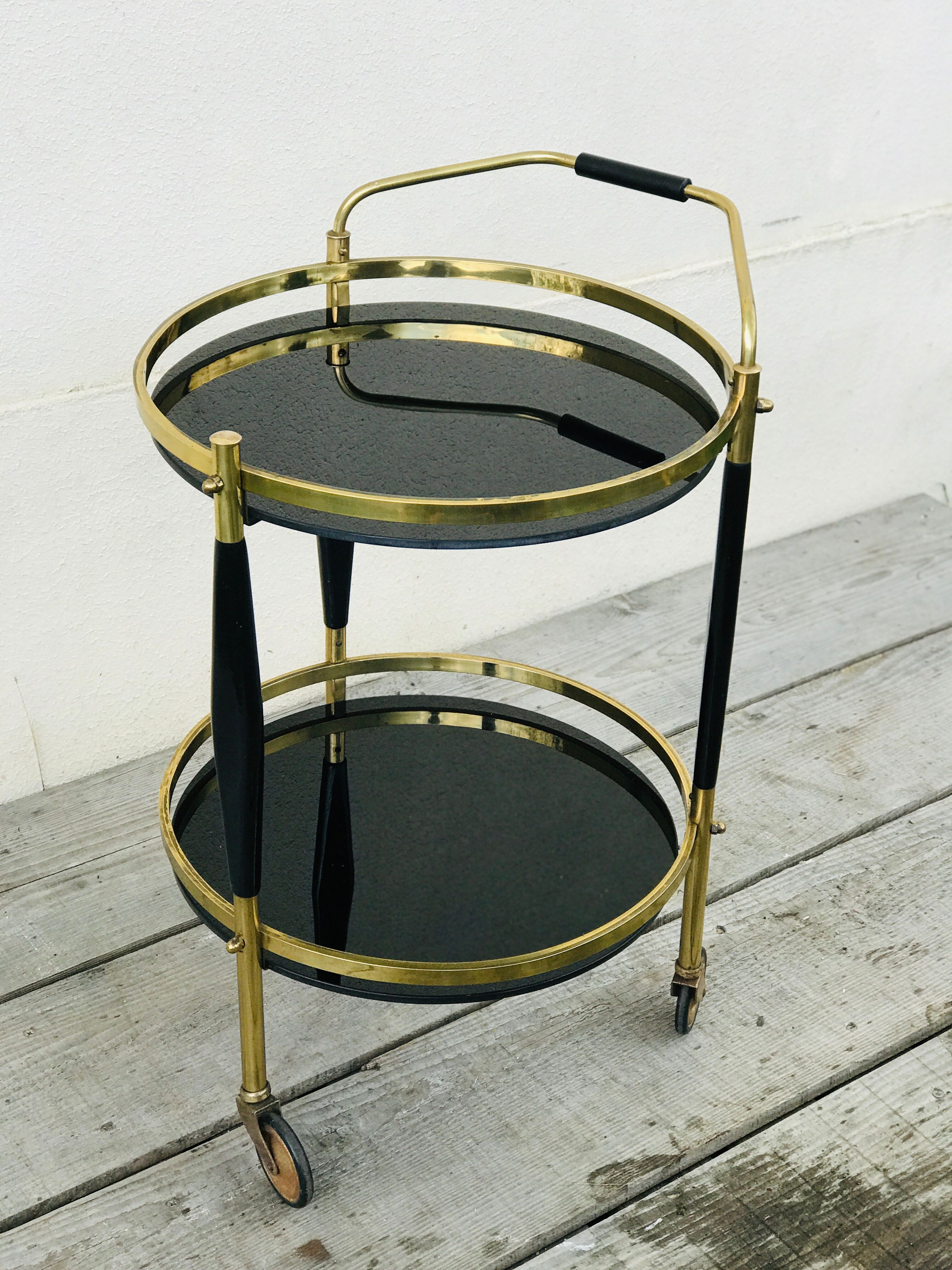Trolley bar in vintage brass 60