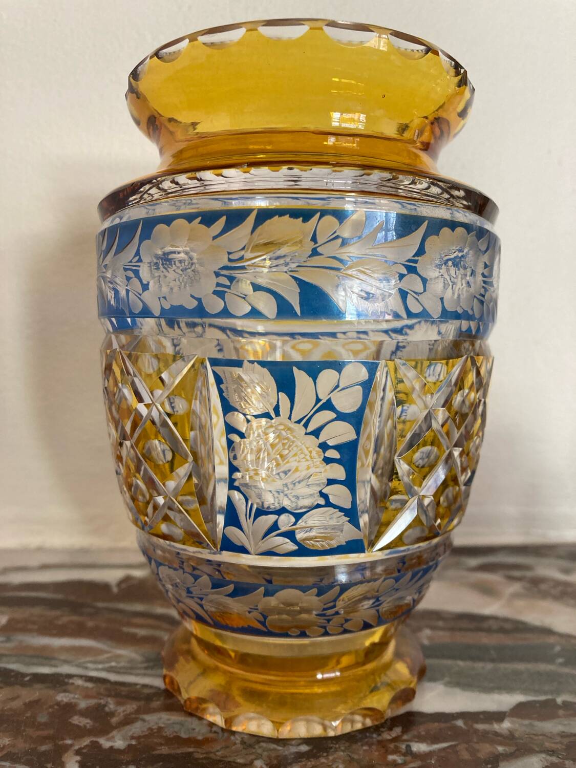 Art Deco polychrome crystal vase
