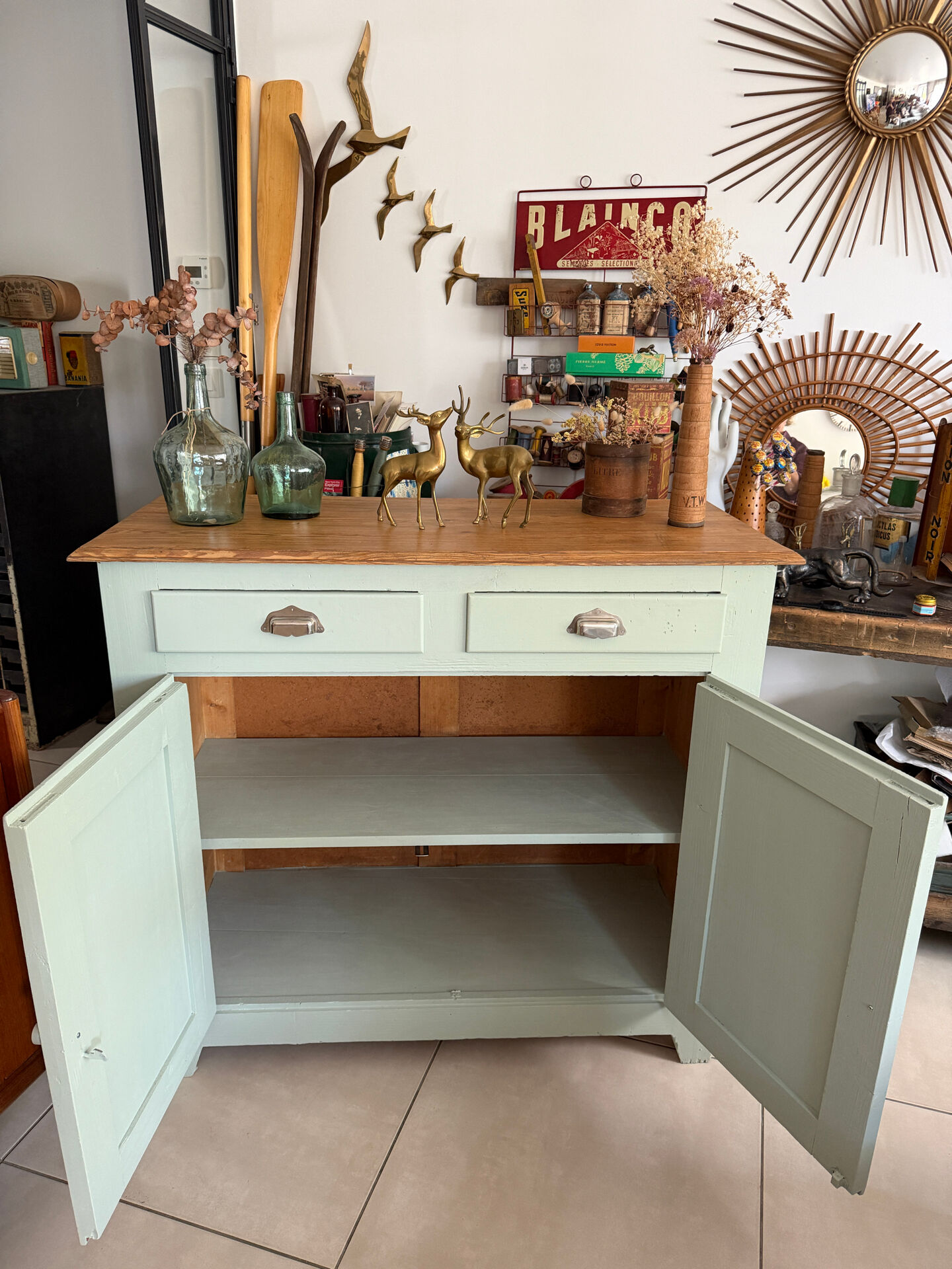 Vintage green almond Parisian buffet