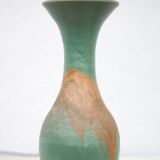 Vase vintage, vase balustre style raku, vase grand col, vase céramique vert céladon