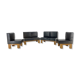 Leather & Oak Wood Modular Sofa and Chairs, 1970's