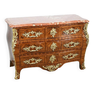 Tomb Commode in Violet Wood Marquetry, Transition Louis XIV / Louis XV style – 1st Par