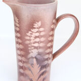 Vintage pitcher with plants in negative in pink / purple tones