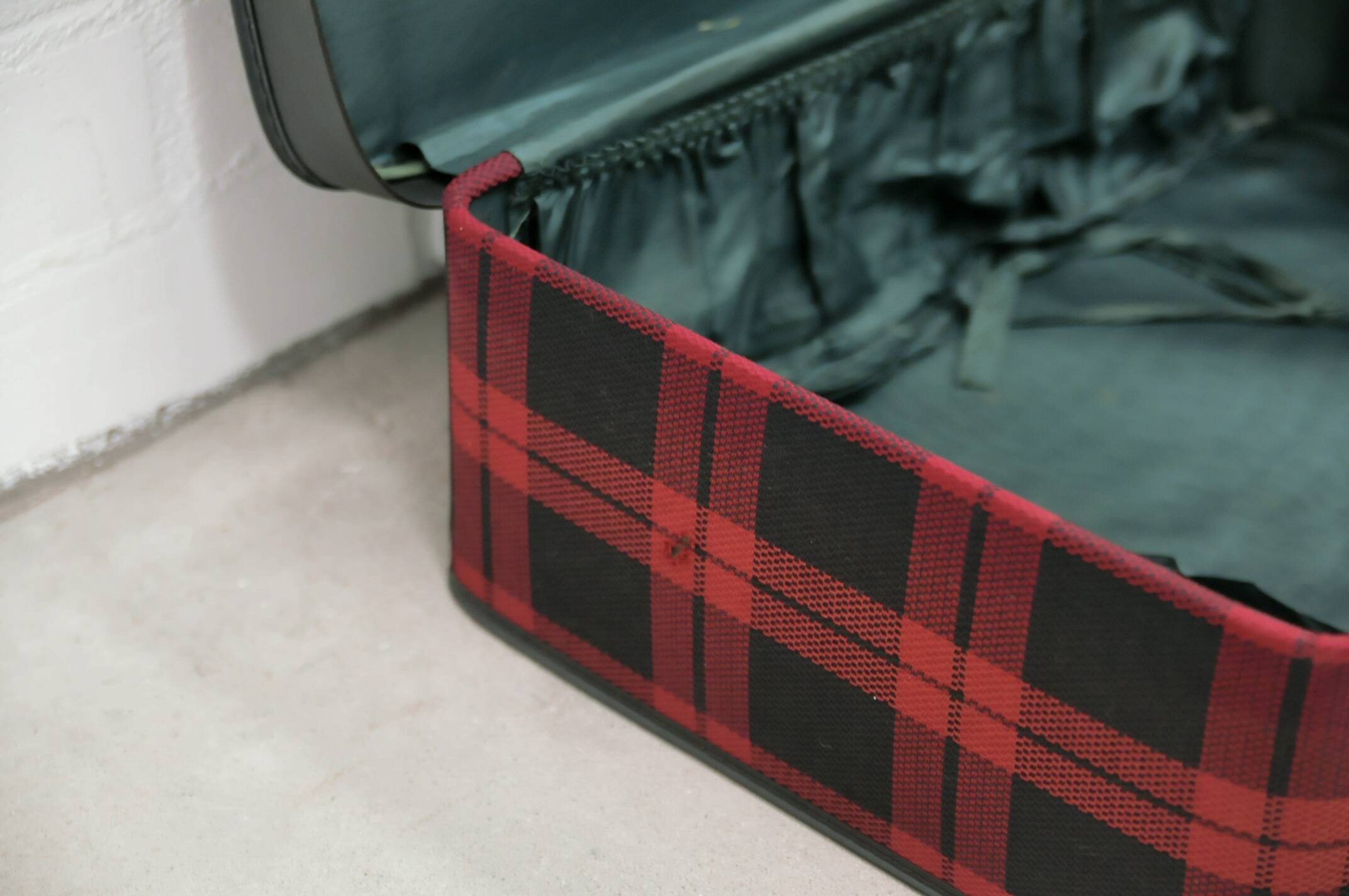 Vintage red checkered suitcase