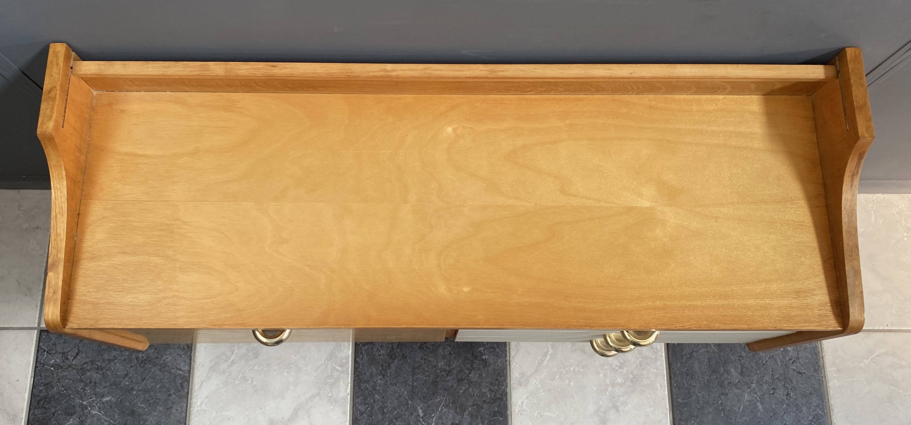 Low sideboard, white leatherette drawer fronts, 1960s