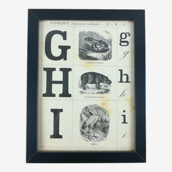 Framed alphabet board g-h-i