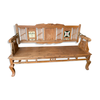 Banc indien d’antiquaire en bois