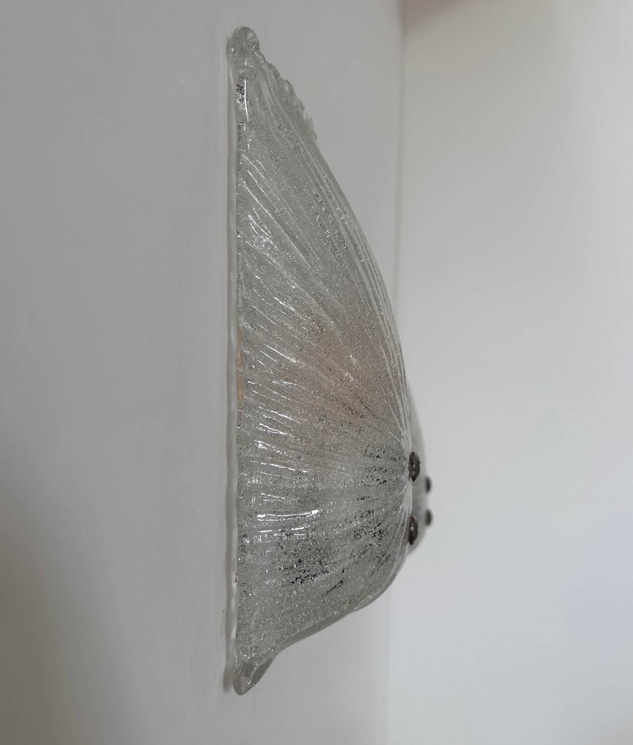 Pair of vintage wall lights, bubbled Murano glass, Italy 1970