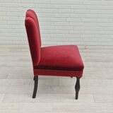 Set of 4 dinning chairs, oak wood, cherry-red velour, 1950s, danish design