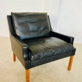 Vintage retro Danish mid-century G. Thams lounge chair in black leather