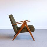 Mid Century Easy Chair Model B - 310 Var in Forest Green Velvet