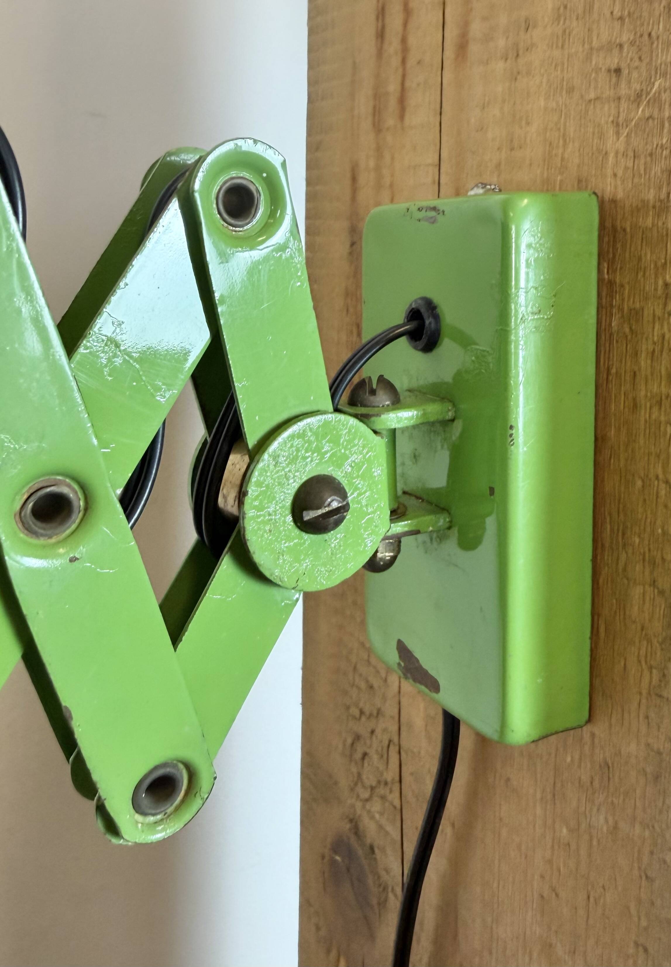 Green Industrial German Scissor Wall Lamp from Kaiser Leuchten, 1960s