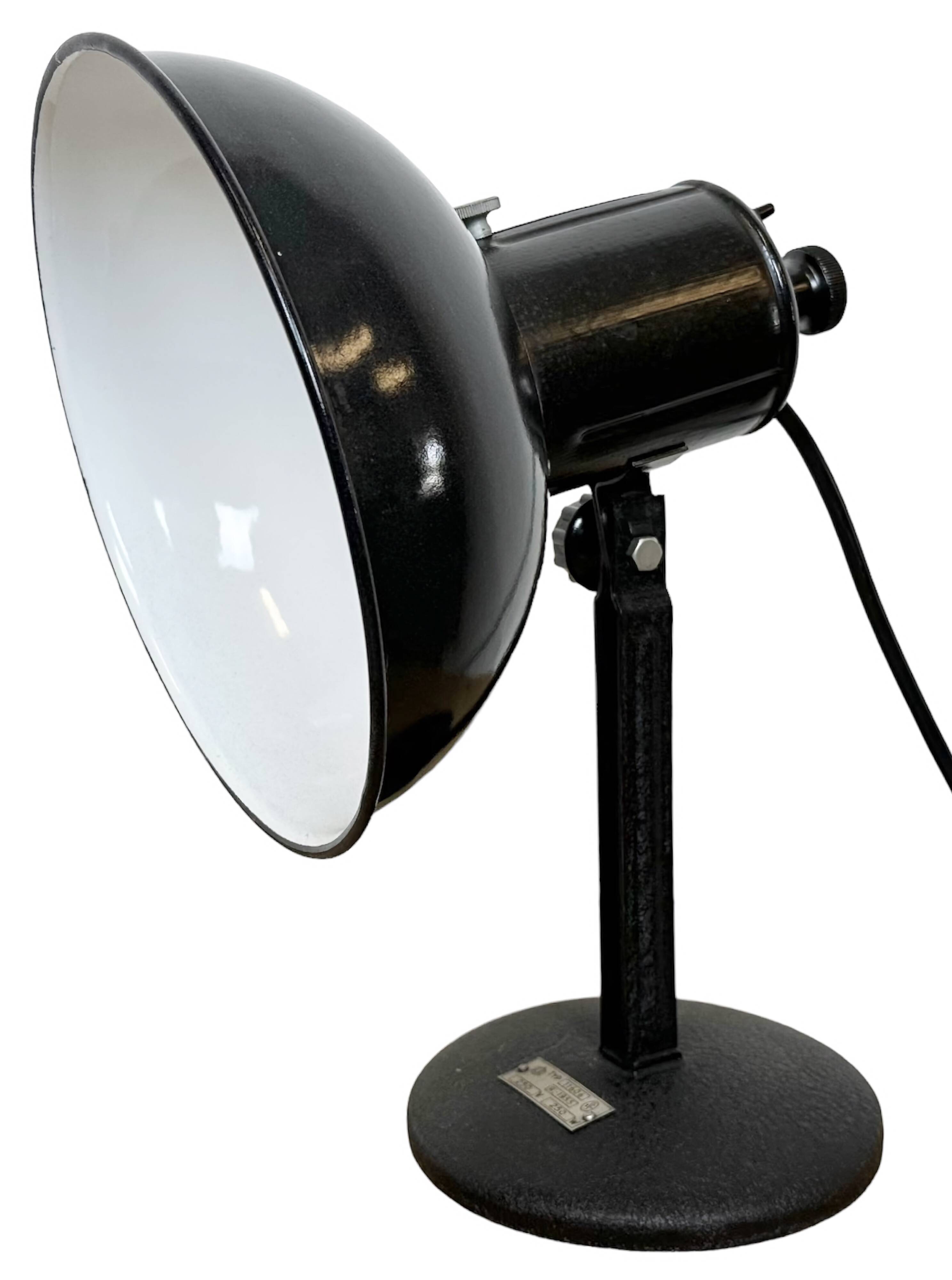 Vintage black enamel table photo lamp, 1950s